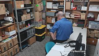 frizzy ebony teen sneaks blowjob on patrolman's cock hidden cam