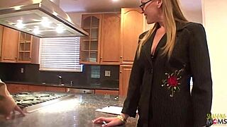 Sexy blonde babe moans riding big black cock in lingerie and stockings