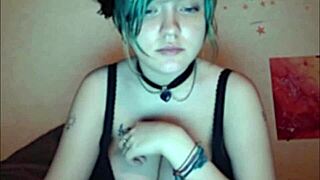 Emo Teen Nerd Bares Huge Natural Tits On Webcam