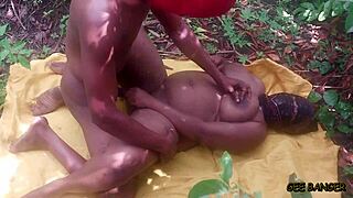 ebony babe rides cock then takes sweet doggy pounding