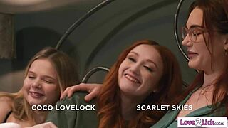 redhead milf stepmom seduces stepdaughter and friends for licking fun