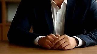 Asian maid Hitomi Azaka deepthroats huge cock in casting interview