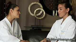 hey, this wam asian masseuse gives nuru handjob then strapon fucks!