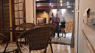 married woman gets ready for black bull at home