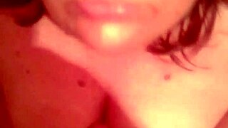 gf gives bathtub blowjob cum on big tits