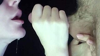 beautiful hungarian wife sloppy spits on small cock close up facial cumshot