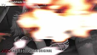 Skinny Dulce Maylene tries first DVP in hardcore gangbang