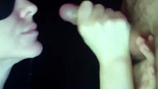 beautiful hungarian wife sloppy spits on small cock close up facial cumshot