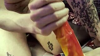 Bisexual Femdom Strapon Deepthroat Sucking Huge Cock Domination Closeup