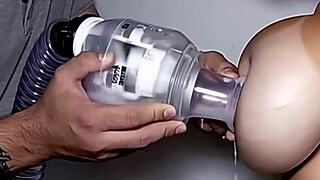 sucking her huge long lactating nipples till milk flows