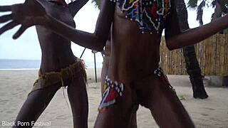 ebony african witches shake big tits skinny asses in rain ritual dance 🔥🍑👯‍♀️