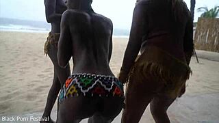 ebony african witches shake big tits skinny asses in rain ritual dance 🔥🍑👯‍♀️