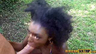 nympho ebony babe gets dominated hard in outdoor interracial pounding with big black cock