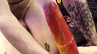 Bisexual Femdom Strapon Deepthroat Sucking Huge Cock Domination Closeup