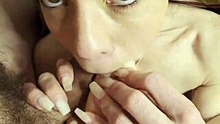 petite milf beauty sucks cock while licking her sexy bare toes homemade pov