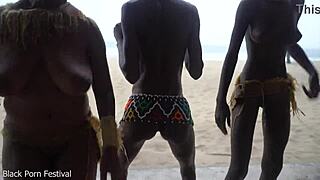 ebony african witches shake big tits skinny asses in rain ritual dance 🔥🍑👯‍♀️