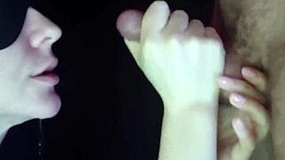 beautiful hungarian wife sloppy spits on small cock close up facial cumshot