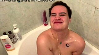 luna gets surprised piss shower from furiousmud on her tattooed teen nipples!