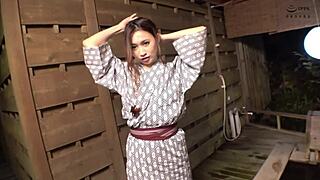 Beautiful Japanese busty milf poses in exclusive bedroom video