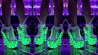 long legs high heels counter nightclub messy cum