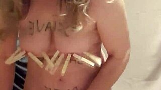 french slave milf bound in car tries degrading vibrators for humiliating orgasm solo