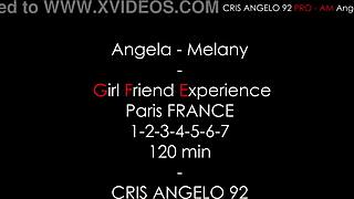 angela and melany scissor wildly before sharing cris angelo's cock