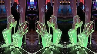 long legs high heels counter nightclub messy cum