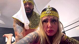 his cock pulses deep in her wet pussy and ass as he cums inside