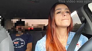 naughty app driver spots passenger jerking off behind her and fucks him raw creampie car sex
