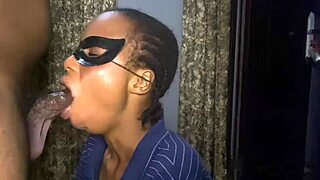 Slim Ebony Babe With Small Waist Narrow Ass Licks And Sucks Big Black Cock Deep For Natural Tits Reward