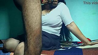 cute desi girlfriend moans from hard blowjob and rough fuck by lover