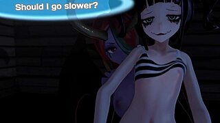 elf girl and neko sister team up on monster cock in halloween island prologue