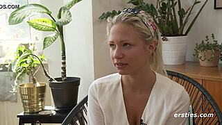 damn that cute german babe gabi fingers her shaved pussy closeup!