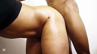 she takes that monster cock doggystyle from behind in college