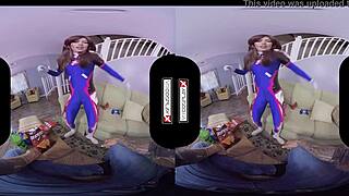 overwatch dva cosplay gamer girl gets her pussy pounded hard in vr reality