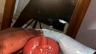 stockings on while deepthroating my toy like a slave