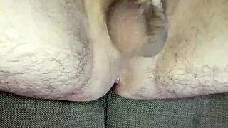 JERKING OFF HUGE Uncut COCK Cum Swallow in Bedroom