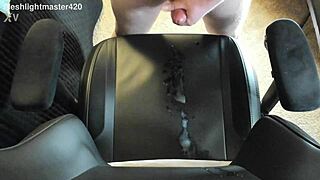 Redhead teen sprays massive cum in close-up solo bedroom masturbation