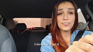 naughty app driver spots passenger jerking off behind her and fucks him raw creampie car sex