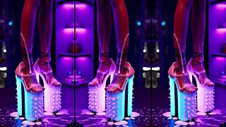 long legs high heels counter nightclub messy cum