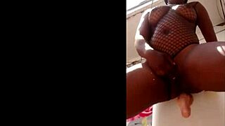 elvie the slutty ebony whore horny outdoors on phone!