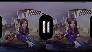 overwatch dva cosplay gamer girl gets her pussy pounded hard in vr reality