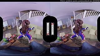 overwatch dva cosplay gamer girl gets her pussy pounded hard in vr reality