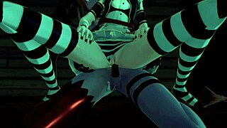 elf girl and neko sister team up on monster cock in halloween island prologue