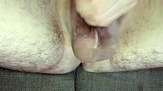 JERKING OFF HUGE Uncut COCK Cum Swallow in Bedroom