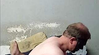 Hubby sneaks petite maid's pussy on small white cock