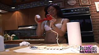 dreamy shaved brunette pocket rocket vibes huge dildo pussy wild