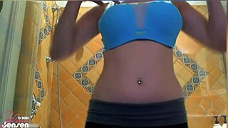 jelena jensen showers plays big tits pussy lips clit solo