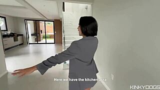 big ass latina realtor bends spreads pussy to seal deal