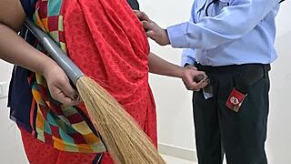 maid gives security guard intense handjob relief